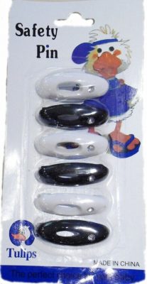 6Pc Hijab Safety Pins Black and White