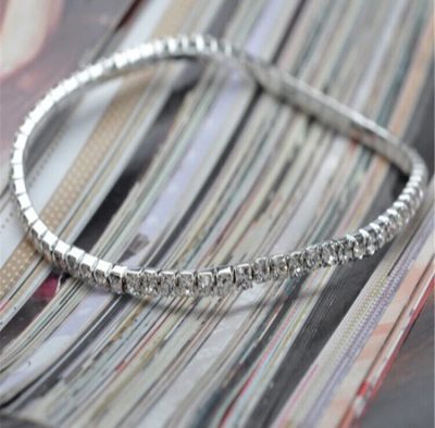 2 Row Elasticated Diamante Anklet - Image 3