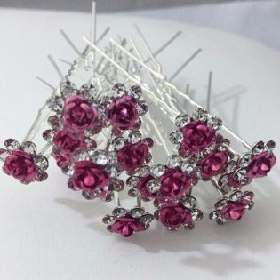 Floral Hair Pins Rose Pink