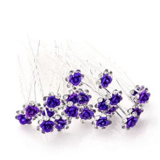 Floral Hair Pins Dark Purple
