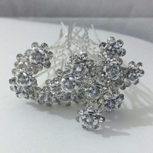 Floral Hair Pins Silver