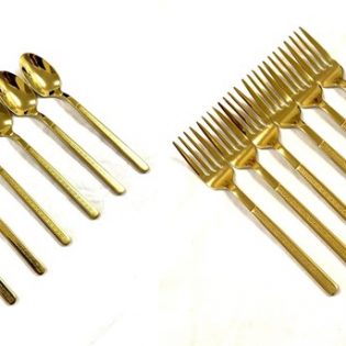 Gold Spoon & Forks (Pack of 6)