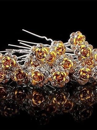 Floral Hair Pins Golden