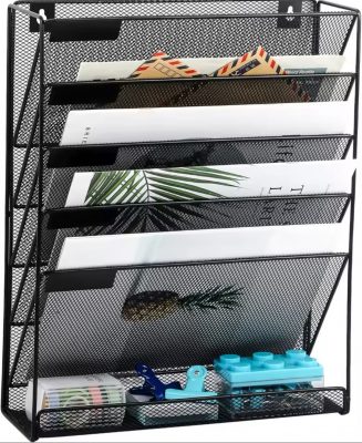 Five Tier Paper Organizer Mesh Rack