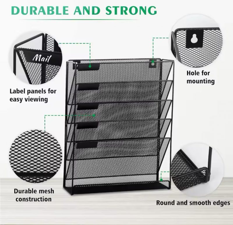 Five Tier Paper Organizer Mesh Rack - Image 4