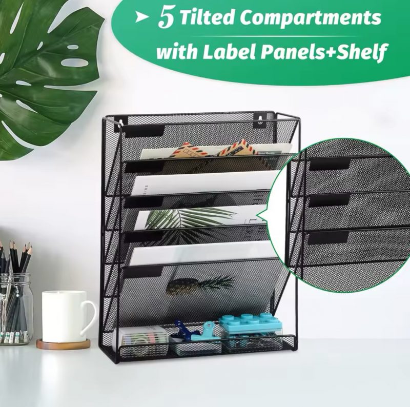 Five Tier Paper Organizer Mesh Rack - Image 3