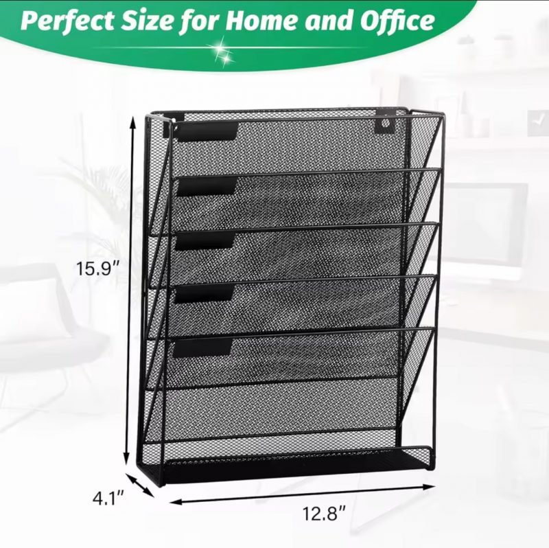 Five Tier Paper Organizer Mesh Rack - Image 2