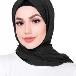 Black Crinkle Scarves (Pack of 12)