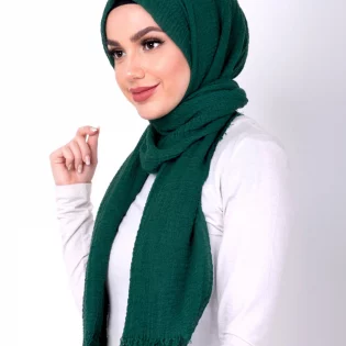 Bottle Green Crinkle Scarves (Pack of 12)