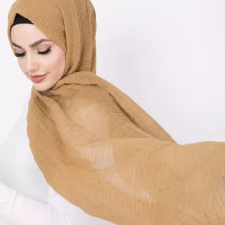 Dark Tan Crinkle Scarves (Pack of 12)