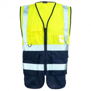 Hi Vis High Visibilty Vest Yellow/Navy Two Tone