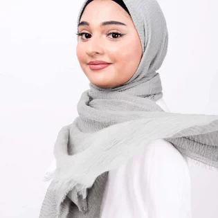 Light Grey Crinkle Scarves (Pack of 12)