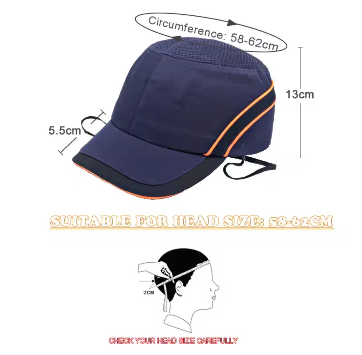 Safety Bump Cap Hard Inner Shell Protective Hat Style Work - Image 2